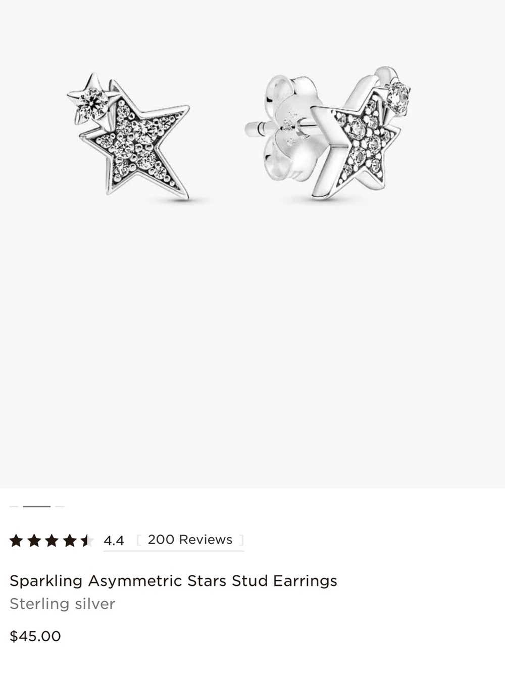 Pandora Sterling Silver Sparkling Star Stud Earrings - Silver
